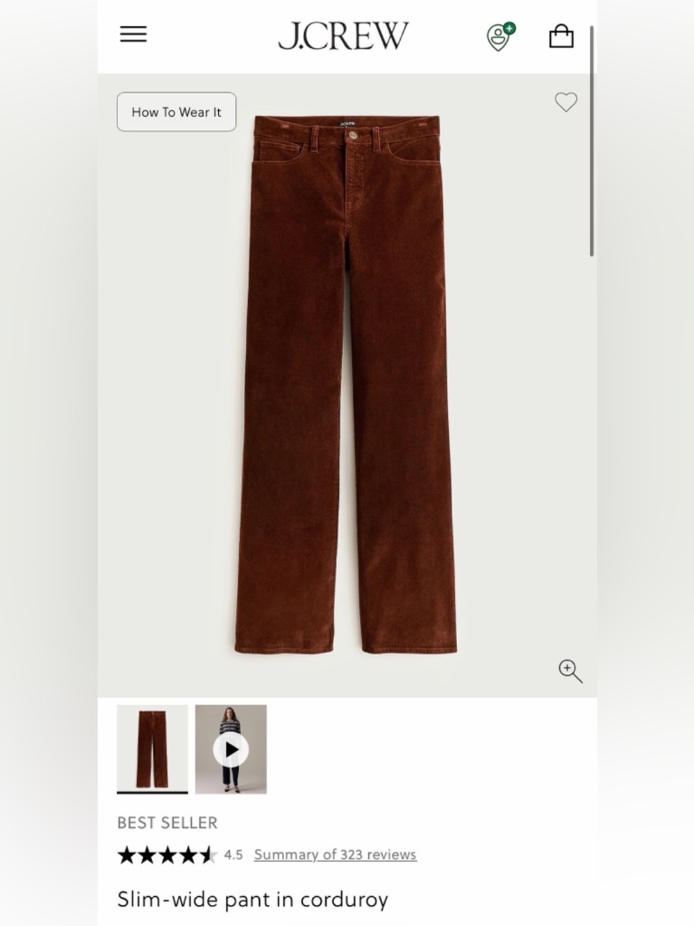 JCREW Slim Wide Corduroy - Size 24